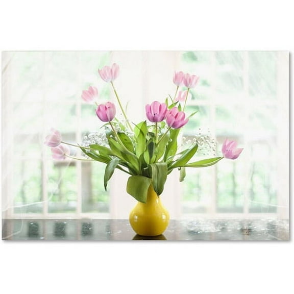 Trademark Fine Art "Pink Tulips in the Window" Canvas Art by Lois Bryan