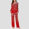 thumbnail image 5 of Women Christmas Pajama Set Long Sleeve Fleece Sleepwear Two Piece Pjs Winter Loungewear Snowman Print Nightwear, 5 of 7