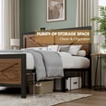 thumbnail image 6 of Rustic Bed Frame Full Size with Barn Door Headboard, LED Bed Frame with Charging Station, Industrial Platform Metal Bed Frames, No Box Spring Needed, Easy Assembly, Brown, 6 of 7