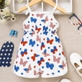 thumbnail image 5 of Girls 4th of July Butterflies Print Romper Sleeveless Patriotic Jumpsuit with Bow Tie Straps Casual Summer Playsuit for Kids White 9-12 Months, 5 of 7