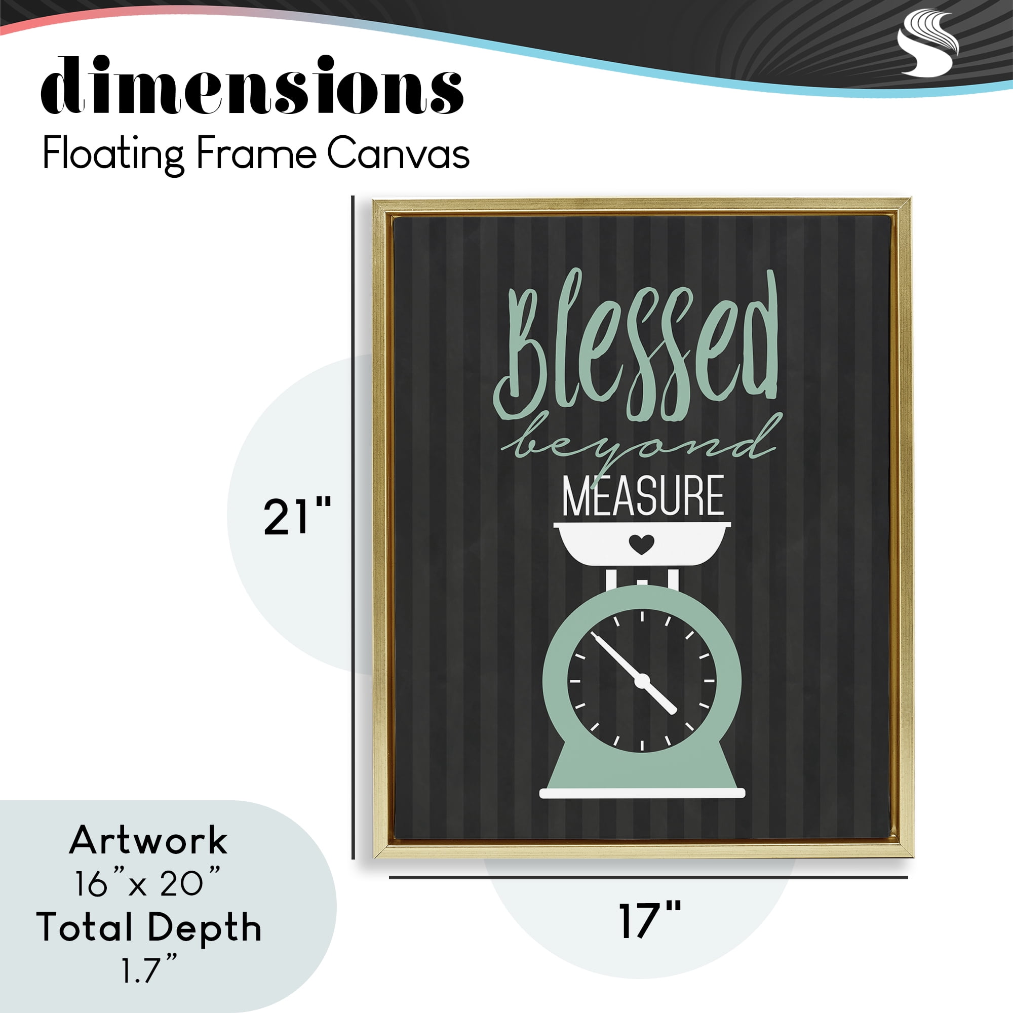 Blessed Beyond Measure Scale Gold Framed Floater Canvas Wall Art, design by Lettered and Lined