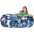 thumbnail image 2 of Jaxx Sofa Saxx Bean Bag Couch - 4 Foot - Faux Fur, Blue & White Print, 2 of 4