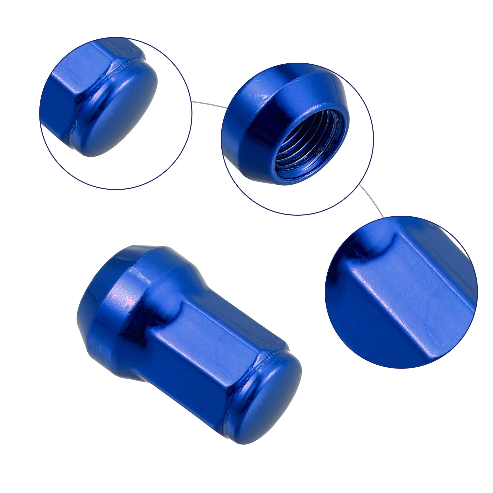 Unique Bargains 20Pcs M12 x 1.25 Car Lug Nuts with Socket Key Blue