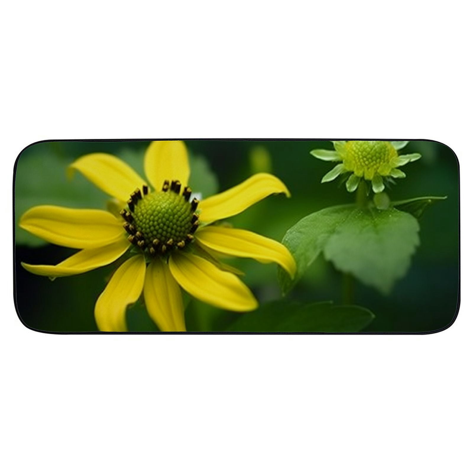 PHYHOO Decorative Door Mat, Door Mat with Non-Slip Rubber Backing, Easy Cleaning, Traps Dirt, Rug for Entry, Patio, Garage - Flower Bloom Yellow Bright Green Colorful Floral 19.68*47.24 in