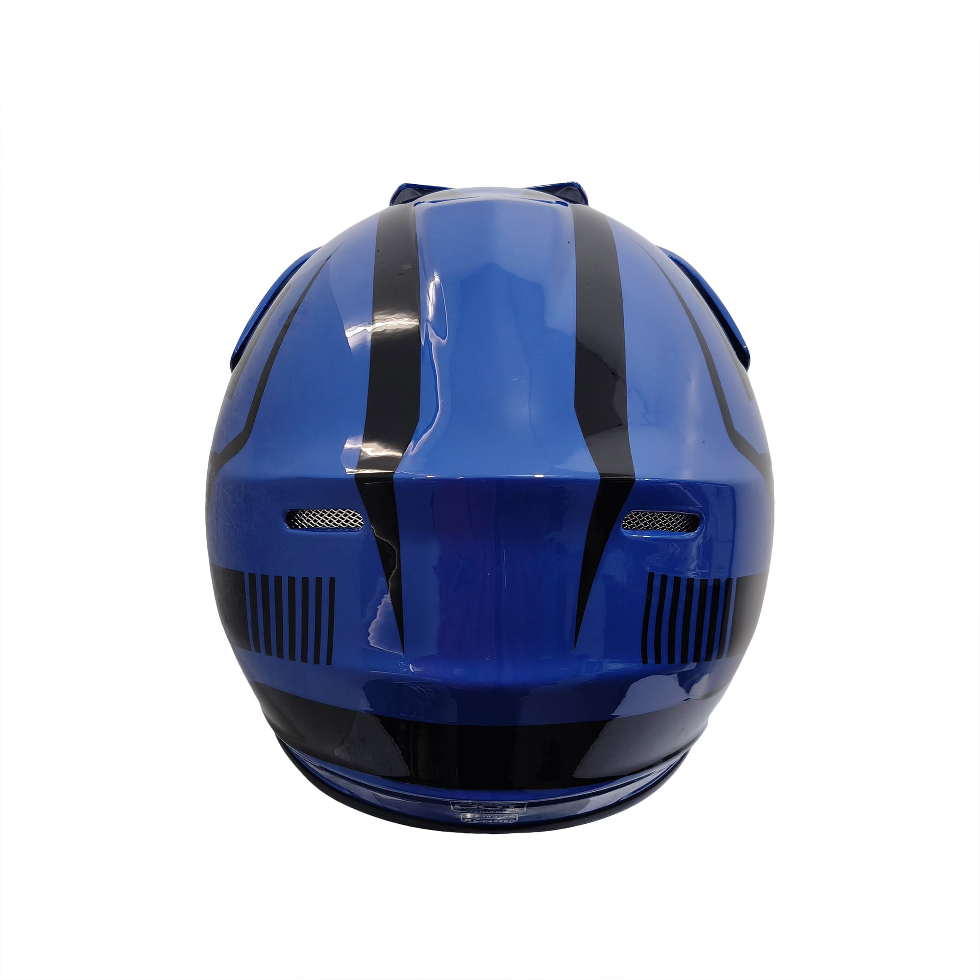 HHH Helmet Kids Teen Dirt Bike Safety Standard DOT Certified (Black-Blue)-Large