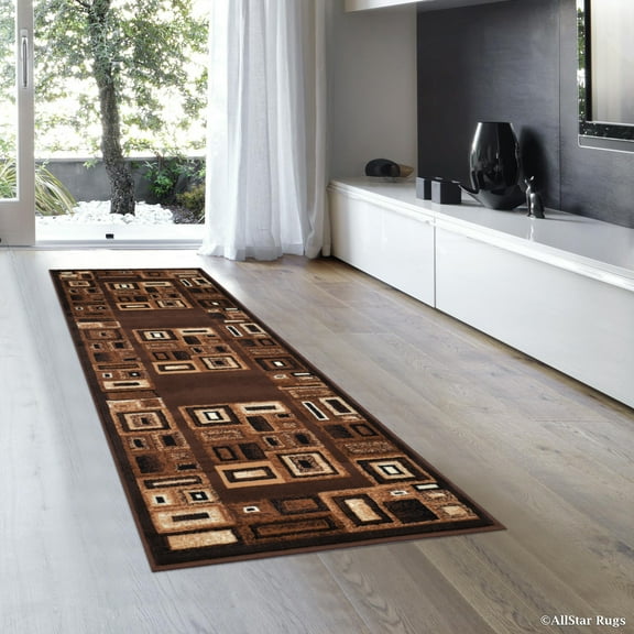 Allstar Brown Abstract Modern Area Carpet Rug (2' 0" x 7' 2")