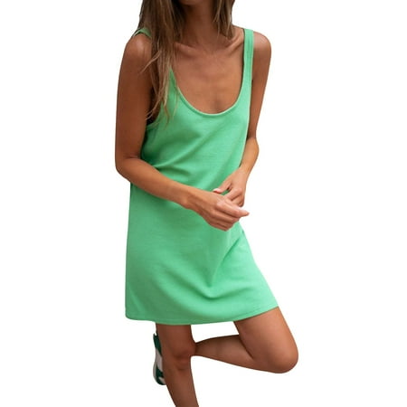 

Comfortable Dress! YANXIAO Women s Solid Color Comfy Nightgown Dress Sleeveless U Neck T Shirt Dresses M