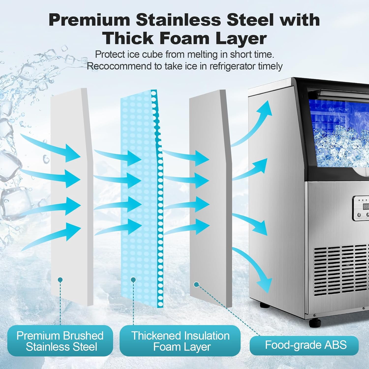 AMZGACHFKTCH 100lbs/24H Electric Ice Maker Machine with Self-Cleaning & Digital Display