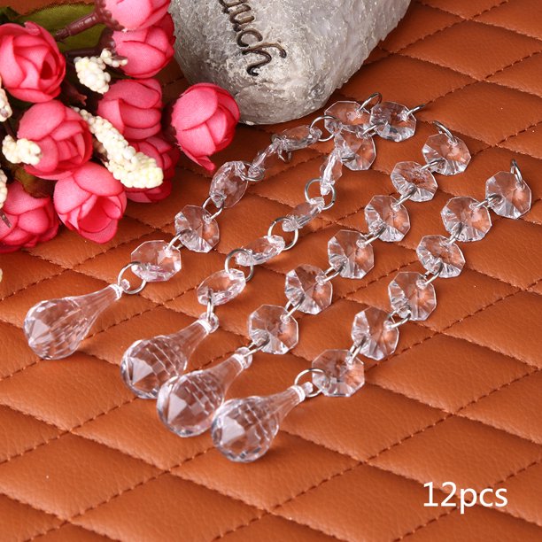 Colgante De Cuentas De Cristal Acrílico 12 Uds. Colgante de cuentas de cortina de cuentas de cristal, cortina colgante para boda, decoración del hogar (2 #) Wdftyju Libre de BPA