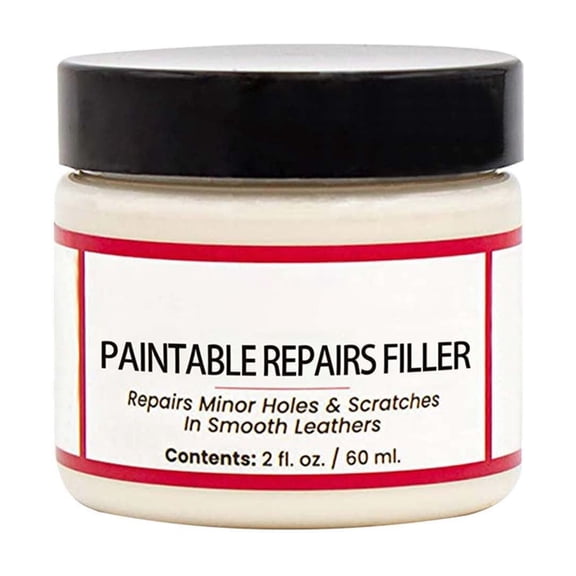 Blateno 60ml Paintable Flexible Leather Repair Filler Paste Fill Minor Holes Scratches Cracks Burn Marks for Car Seats Sofa Shoes Vinyl Faux Leather Restoration