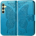 thumbnail image 2 of Wallet Case for Samsung Galaxy S24,Women Flip Folio PU Leather Protective Case Wrist Strap Card Slots Holder Purse Emboss Butterfly Flower Stand Flip Case for Samsung Galaxy S24 Purple, 2 of 12