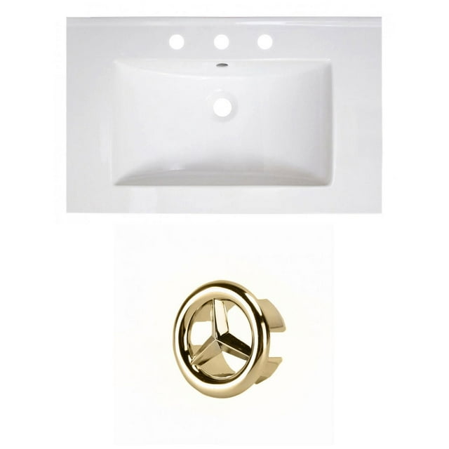 American Imaginations 35.5-in. W 3H8-in. Ceramic Top Set In White Color - Overflow Drain Incl. AI-21072