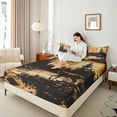 thumbnail image 4 of Manfei Teens Wildlife Deer Twin Sheet Sets, Farmhouse Animal Twin Fitted Sheet, Rustic Countryside Flat Sheet, Lightweight Room Decor, 3-Piece, 4 of 7