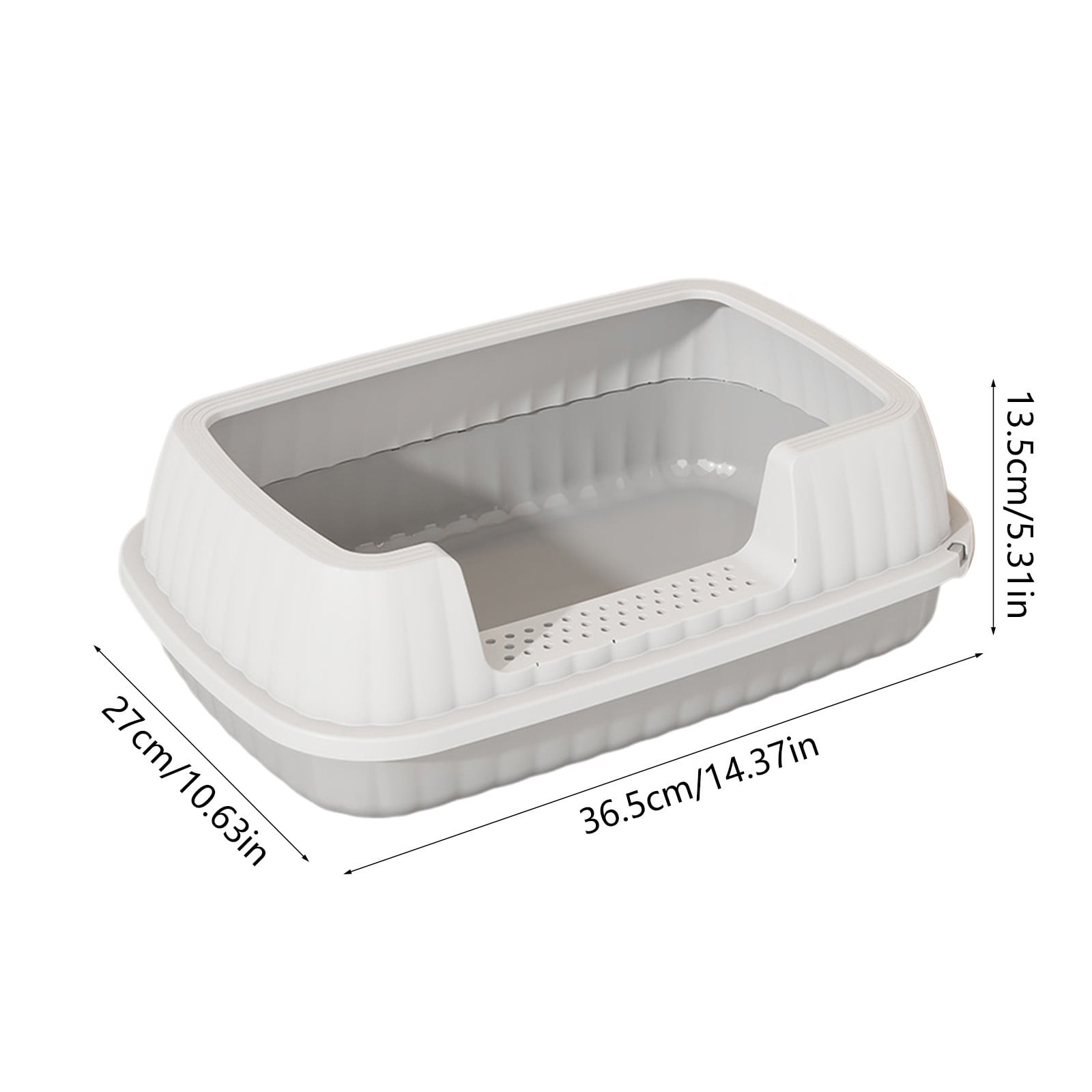 SHENGXINY 2PCS Cat Litter Boxes,Semi Enclosed High Bar Litter Box with Splashs Proof Designs ,Provides Ample Space for Cats Includes Shovel for Kittens Gray 14.37x10.63x5.31in