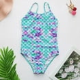 thumbnail image 3 of URMAGIC Girls One Piece Swimsuits Mermaid Printed Bathing Suit Adjustable Strap Beach Swimwear 3-14 Years, 3 of 8