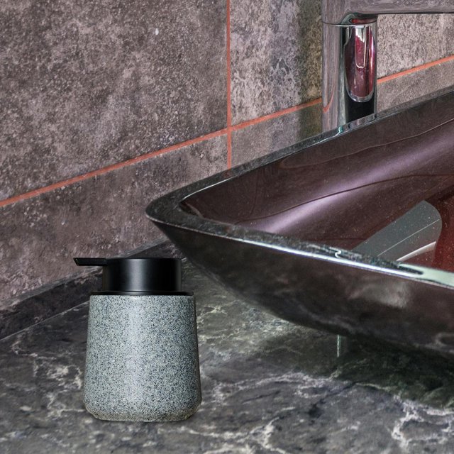 Dispensador de jabón, botella con bomba rellenable, dispensador manual de líquido, accesorio para encimera de baño, material PP, apto para cocina, bañ Gris oscuro