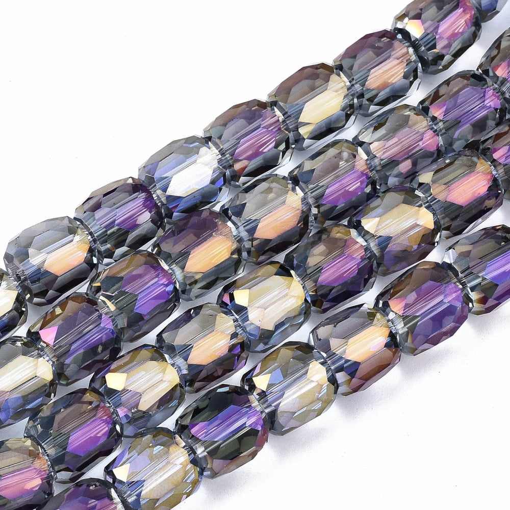 Transparent Electroplate Glass Beads Strands AB Color Plated Faceted Column Mixed Color 10x10mm Hole: 1.4mm about 50pcs/strand 19.69inch (50cm)
