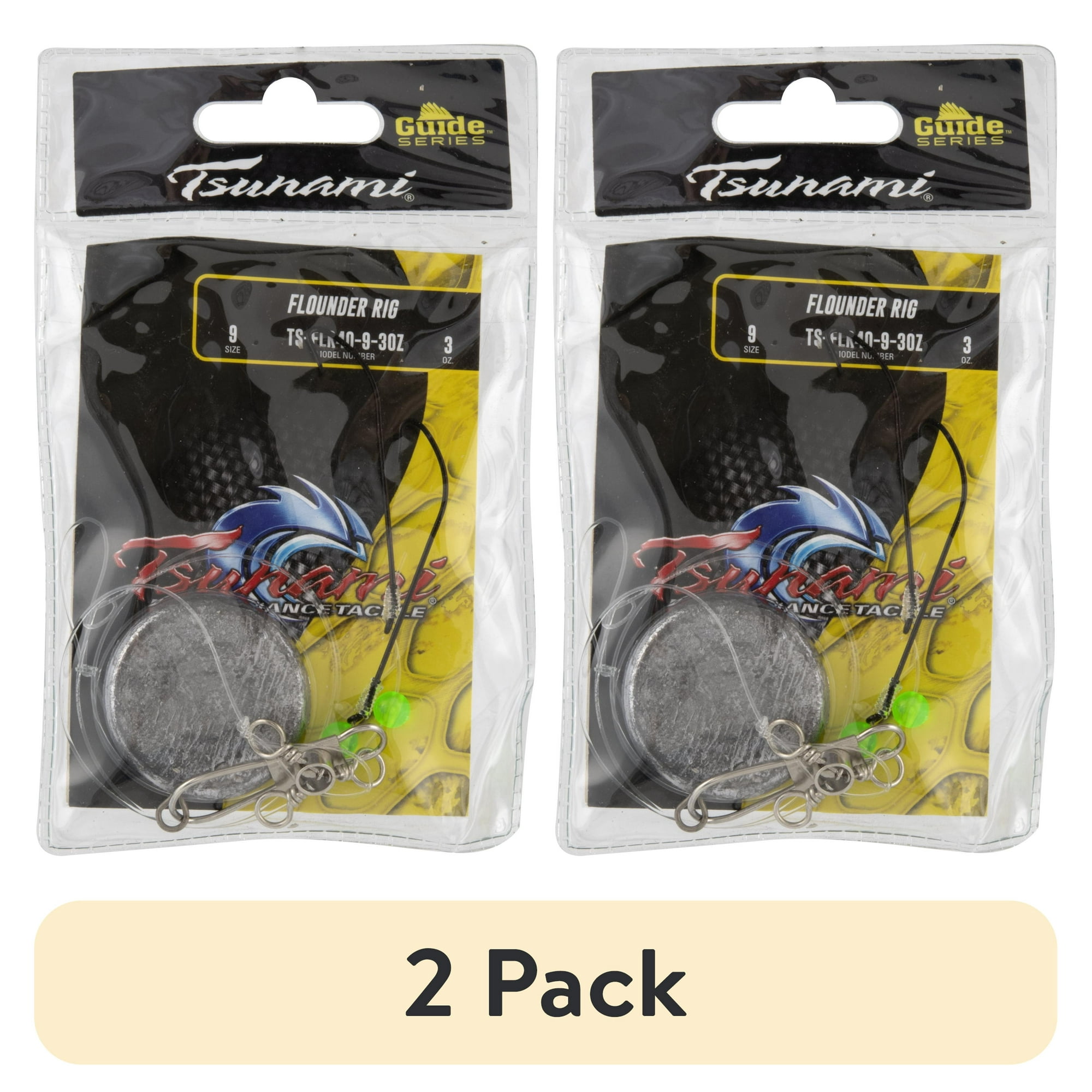 (2 pack) Tsunami Flounder Rig Fishing Lure 3 oz – 40 lb Test, Size 9 Hook