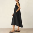 thumbnail image 4 of Vestido Corto para Mujeres Moda de Verano Sólido Cuello en V sin Mangas Bolsillo Plisado Vestido Casual Diario, 4 of 7