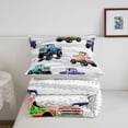 thumbnail image 5 of Manfei Modern Moster Truck Queen Comforter Set,Checkerboard Comforter Sets Queen,White,Light Gray Reversible,3-Piece,1 Comforter and 2 Pillowcases, 5 of 7