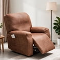 thumbnail image 2 of TOPCHANCES Stretch Recliner Sofa Covers, Faux Leather Armchair Slipcover, Non-slip Couch Protector with Elastic Bottom, Friendly to Pets (Tan), 2 of 11