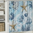 thumbnail image 6 of Chilfamy Beach Shower Curtain for Bathroom Blue Coastal Seashell Coral Decorative Shower Curtains Waterproof Fabric Nautical Ocean Themed Shower Curtain Sets for Bathtub Hotel With Hooks White, 6 of 7
