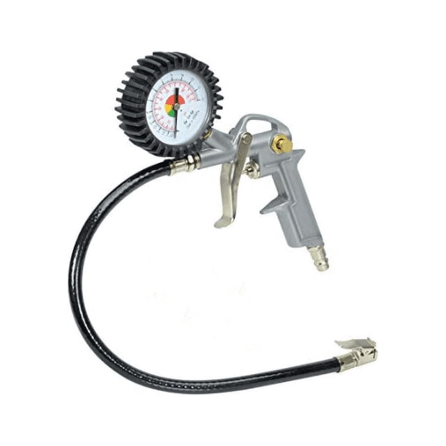 RV Pistola infladora de neumáticos para coche y motocicleta, bomba de aire eléctrica, herramienta de inflado con conector, manómetro BRILLAR Rojo Verde