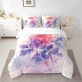 thumbnail image 2 of Chrysanthemum Bedding Queen Size 7pcs Pink Pastel Comforter Set,Girly Vintage Flower Bedding Comforter Sets Ombre Watercolor Bed in a Bag Plant Themed Bed Sheets Set,Cozy, 2 of 4