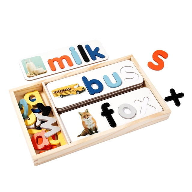 Juguetes de madera para aprender a deletrear para niños de 2, 3, 4 y 5 años, juguete educativo de aprendizaje temprano, juego de emparejar letras y