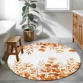 thumbnail image 3 of Round Rug 3.3Ft Washable Non-Slip, Orange Eucalyptus Leaves Circle Area Rugs for Living Room Bedroom, Watercolor Spring Summer Botanical Indoor Floor Mats Carpet Runner for Home Decor Aesthetic, 3 of 8