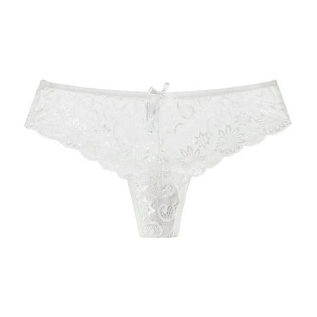 

Xmarks Women s Transparent Full Lace Hollow Out Traceless Breathable Briefs Soft Charming G-string Low Rise Thong(1-Packs)