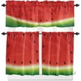thumbnail image 2 of Kitchen Curtains Set, Summer Watermelon Kitchen Curtains and Valances Set, Red Green Fruits Watercolor Rod Pocket Tier Curtains 24 Inch Length for Cafe/Bedroom Windows, 2 of 6