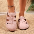 thumbnail image 2 of Rokment Womens Closed Toe Gladiator Clogs Suede Buckles Comfortable Backless Slip on Walking Flat Sandals for Boho Beach Summer 2026 Pink Size 7, 2 of 7