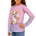 thumbnail image 2 of Jiueut Cream Corgi Girls T-Shirts Size 3-4 Years Long Sleeve Girls Winter Tops for School Crew Neck Tee Shirts for Toddler Pullover Sportswear for Active Soft Fall Clothes Gifts, 2 of 7