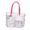 thumbnail image 3 of Bolso de mano con cremallera para mujer, bolso de playa para ir de compras, al trabajo, para ir al trabajo, para uso diario y vacaciones. Pajarita blanca, 3 of 8