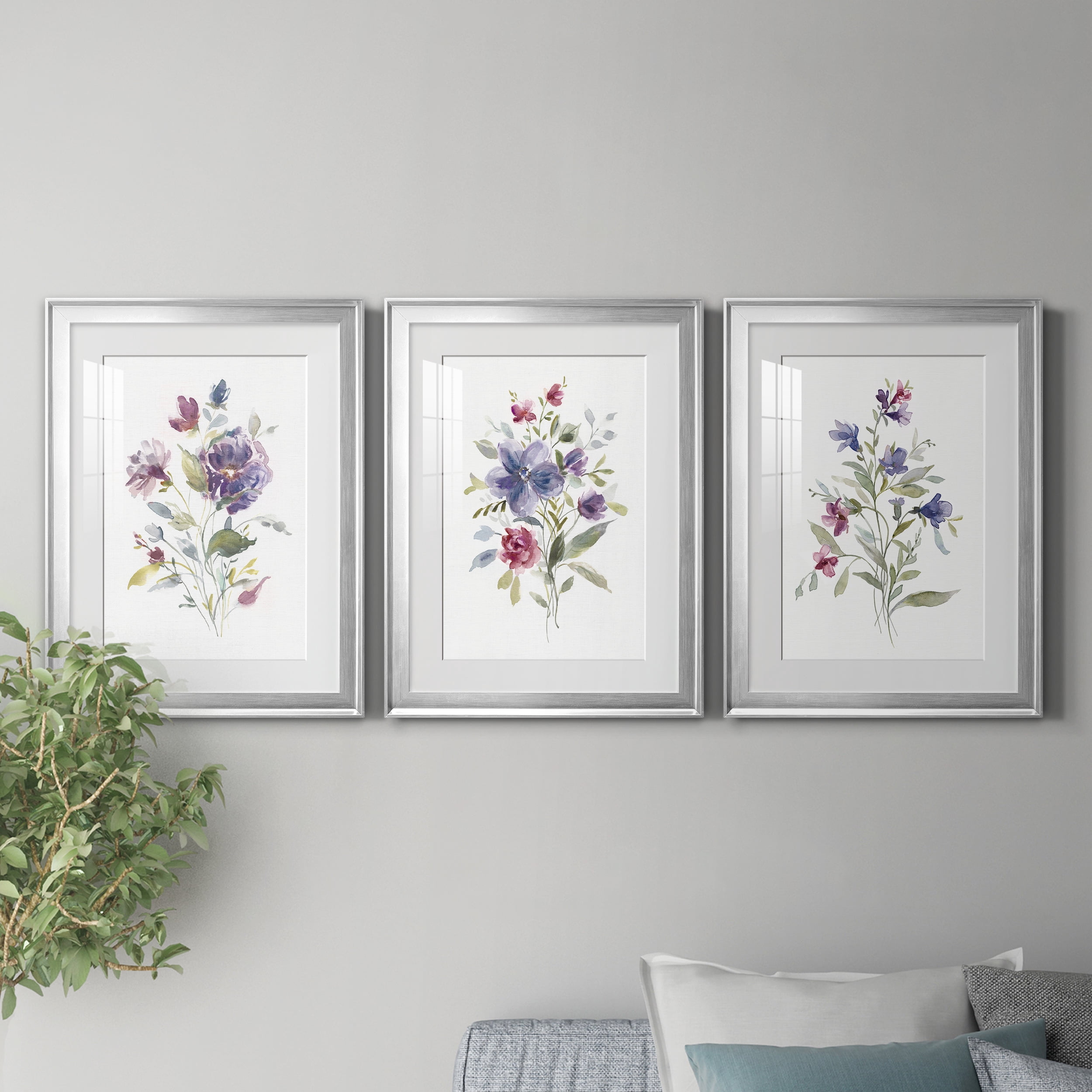 Color Variety I Premium Framed Prints Set of 3 - Ready to Hang - 22 x 30 Each - Silver Frame