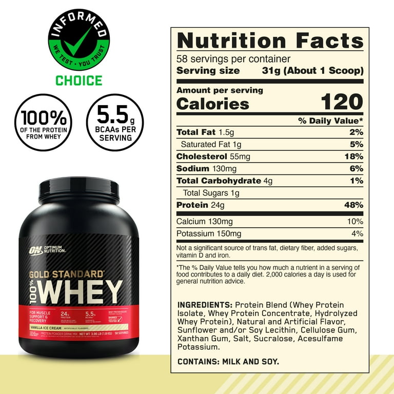 Optimum Nutrition Gold Standard 100 Whey Protein 4 lb Vanilla Ice Cream