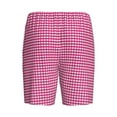 thumbnail image 2 of Haiem Pink Gingham Men's Pajama Short with Soft Woven Cotton Elastic Waistband Sleep Short-Large, 2 of 9