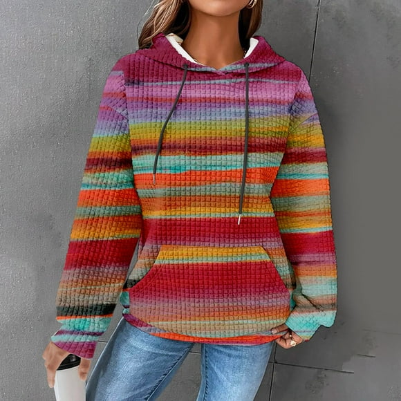 DondPO Essentials Hoodie Hoodies for Women Women's Cute Oil Painting Gradient Hoodie Drawstring Pullover Sweatshirt Fashionable Sweater Clothing Womens Sweaters Sweatshirt for Women Purple M