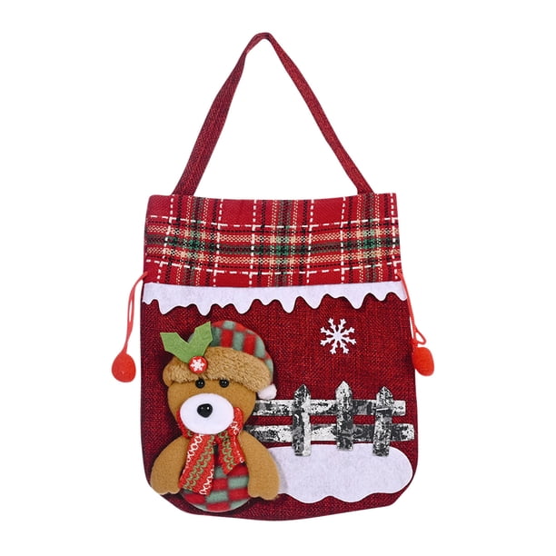 Candy Bag Wine Stocking Gift Xmas Ornaments Decor Santa Claus, Santa Claus Christmas Candy Bag, wine stocking bottle gift, festive holiday decorations, high-quality glass material, portable