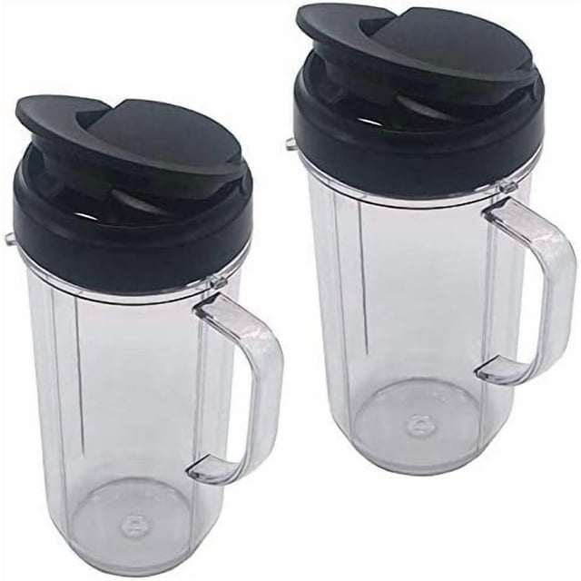 2pcs Replacement Part 22oz cup with Flip Top Lid for Magic Bullet Blender, Mixer, Juicer, Food Processor (Model MB1001) (2X 22oz cup with lid)