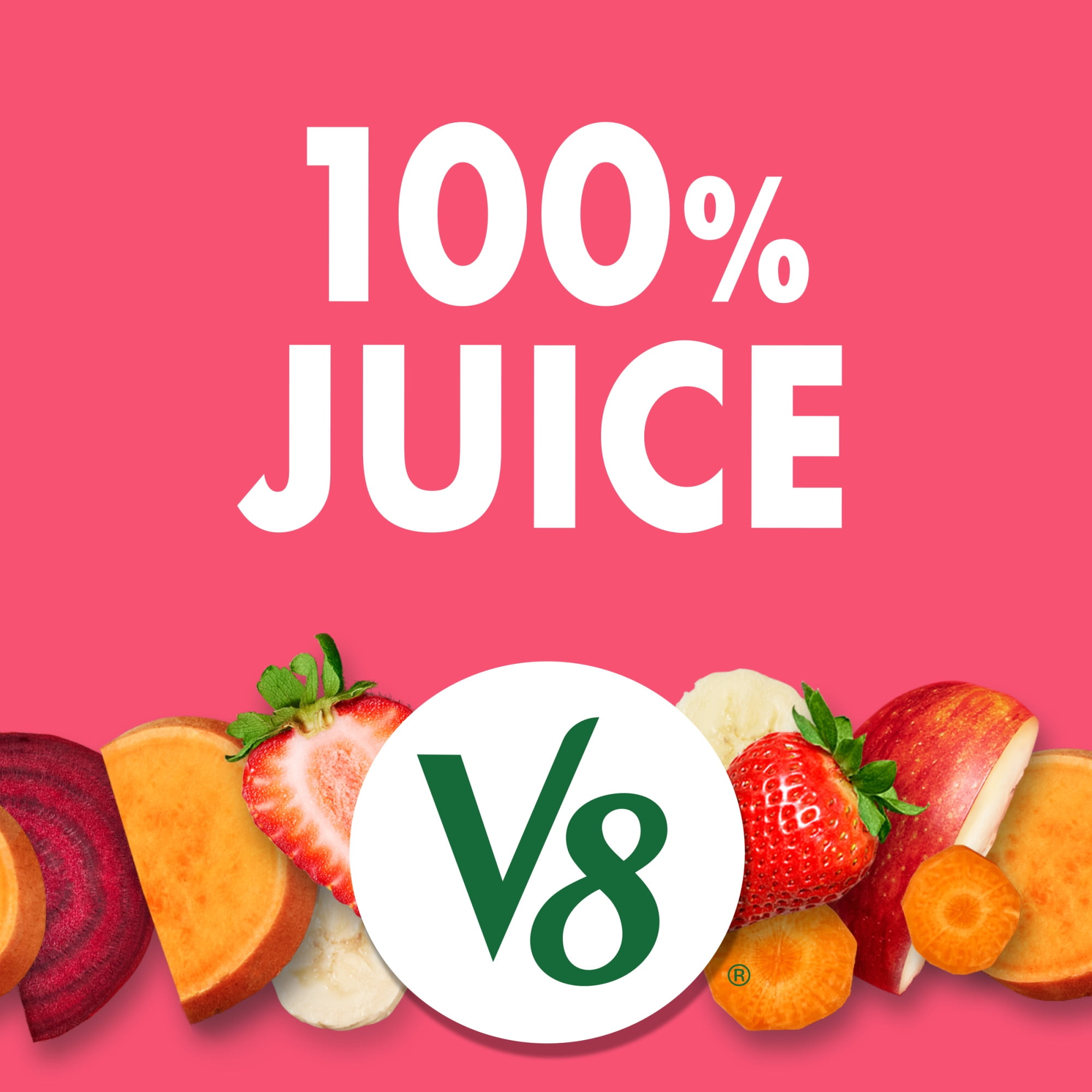 (4 pack) V8 Strawberry Banana 100% Fruit and Vegetable Juice, 8 fl oz Can (24 Pack)