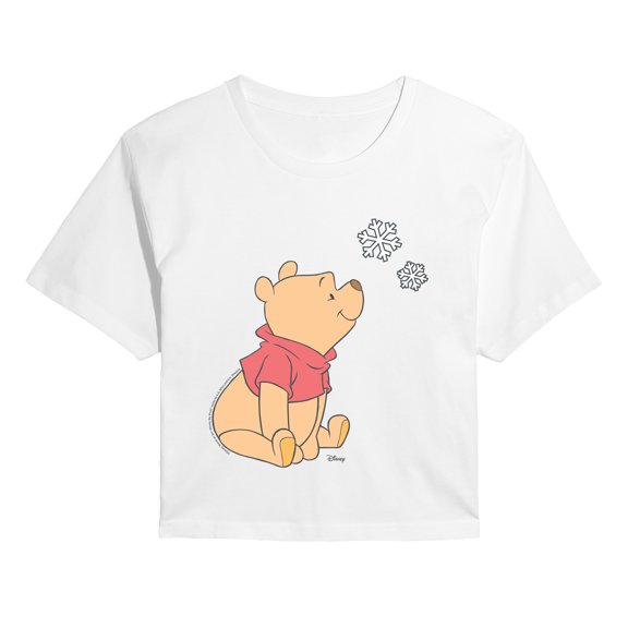 Winnie the Pooh - Snowflakes - Juniors Cropped Graphic T-Shirt
