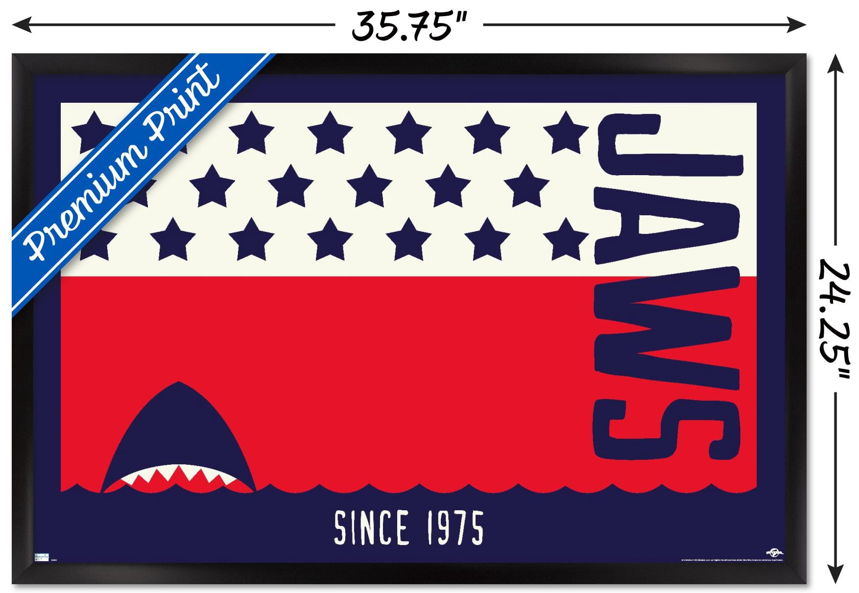 Jaws - Stars and Stripes Wall Poster, 22.375" x 34", Framed