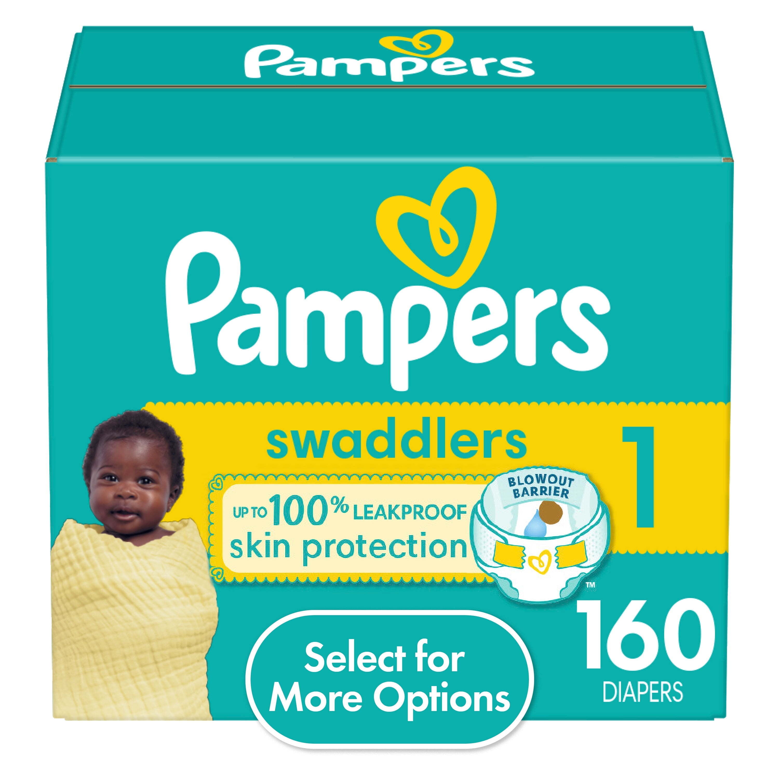 (3 pack) Pampers Swaddlers Baby Diapers Size 1, 160 Count (Select for More Options)