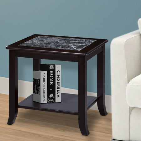 Granrest Marble Side Table Storage Shelf Black Granrest Marble Side Table Storage Shelf Black
