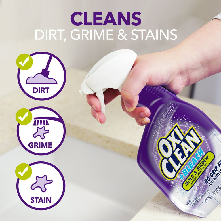 OxiClean plus Bleach, No Drip Foam, Mold & Mildew Bathroom Stain Remover 30  oz. 