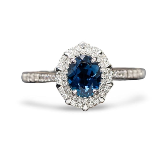 Sterling Silver Oval Cut Simulated Blue Gemstone Ring For Women