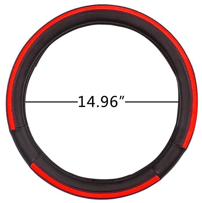 Auto Drive 1-Piece Leather Sports Car Steering Wheel Cover  Red - Universal Fit, 23SWC230