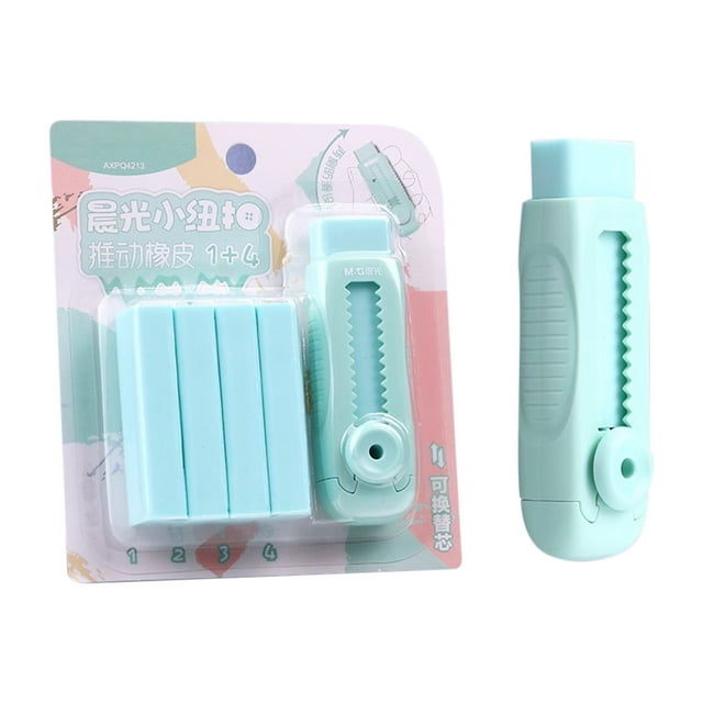 ZZkhGO Push Eraser for Students, No Marks Less Scraps Eraser, Kids Roller Wheel Pencil Eraser for School Homework Learning